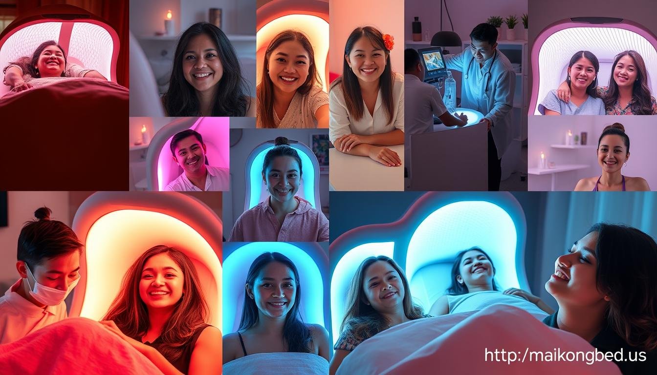 Satisfied customers using MAIKONG red light therapy beds