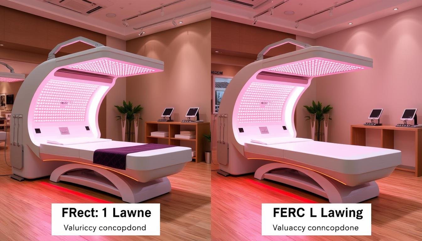Side-by-side comparison of different red light therapy bed models