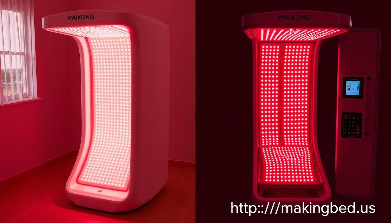 Side-by-side comparison of different red light therapy bed models