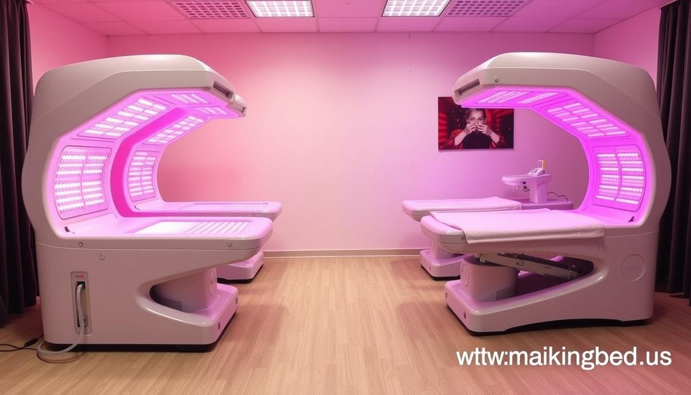 Side-by-side comparison of different red light therapy bed models