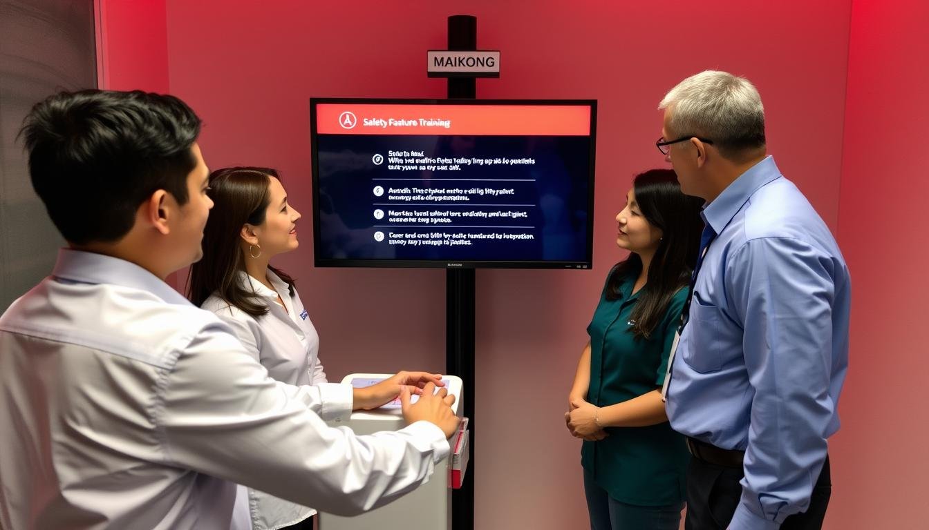 Staff training session for red light therapy bed operation and safety protocols