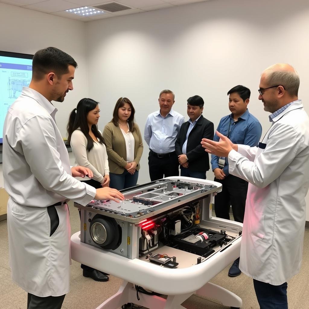 Technical training session for red light therapy bed maintenance