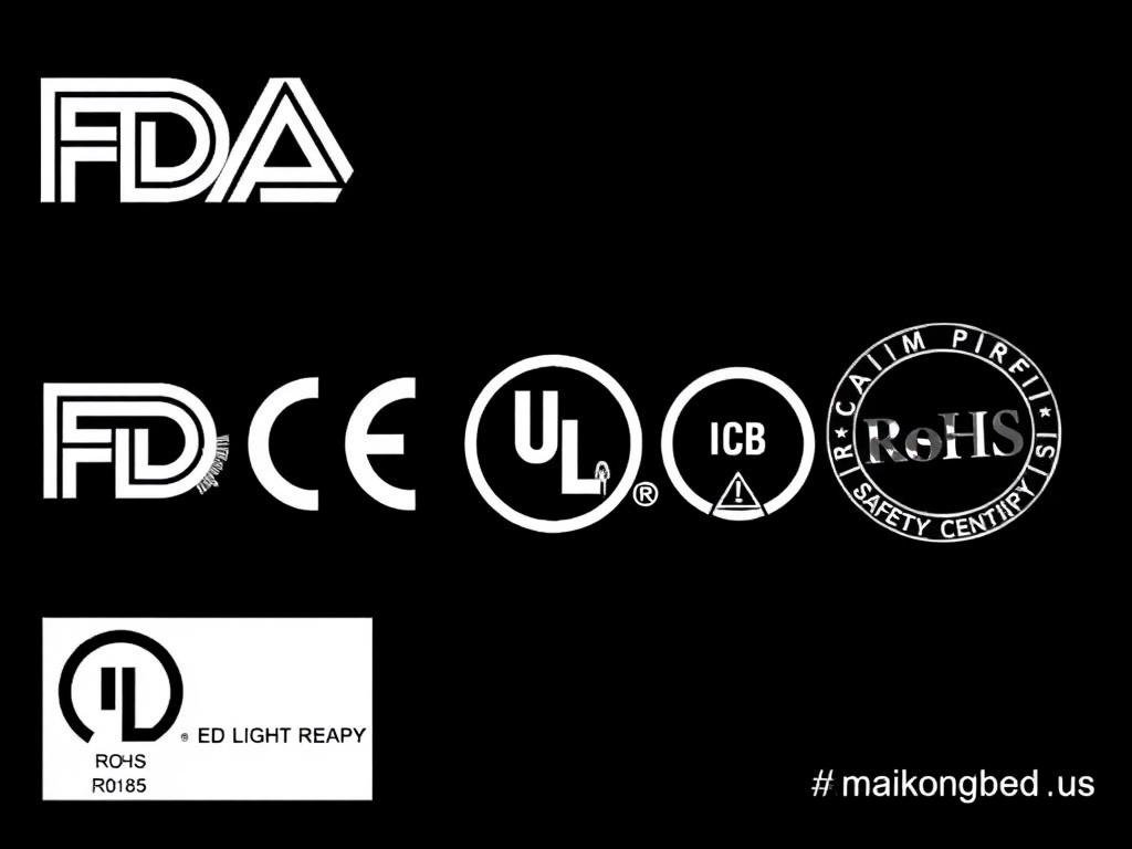 Various safety certification logos for medical devices