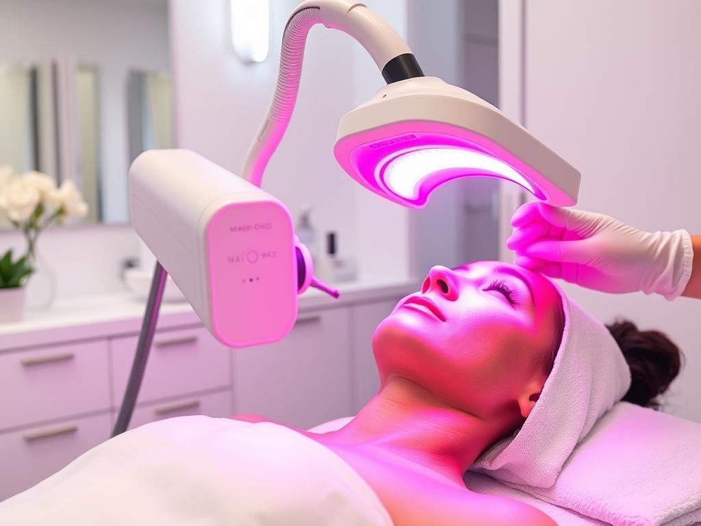 Anti-aging clinic using MAIKONG red light therapy for skin rejuvenation
