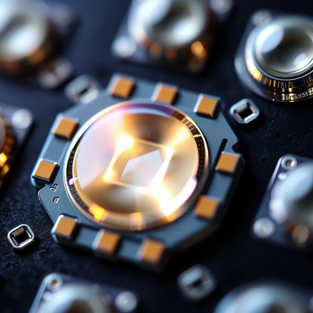 Close-up of MAIKONG's high-quality LED chips with precision lenses
