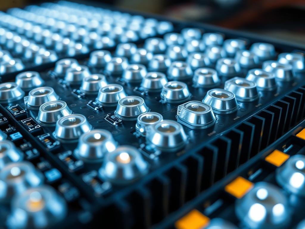 Close-up of MAIKONG's precision LED array with cooling system Close-up of MAIKONG's precision LED array with cooling system