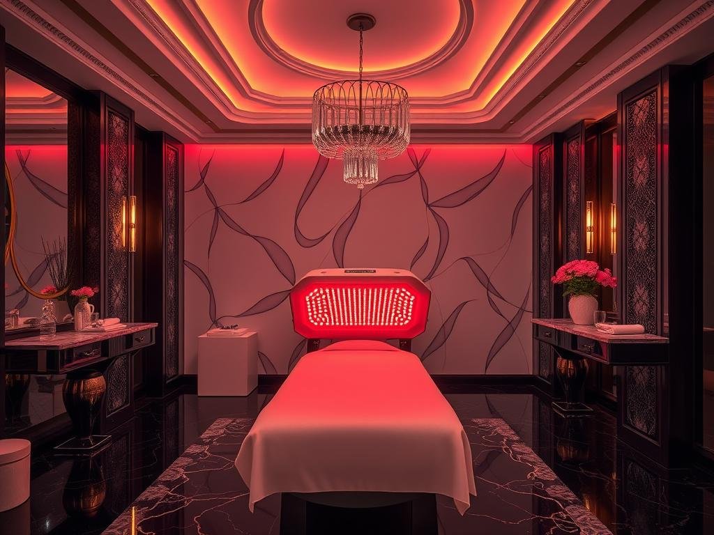 Luxury hotel spa featuring MAIKONG red light therapy as a premium service