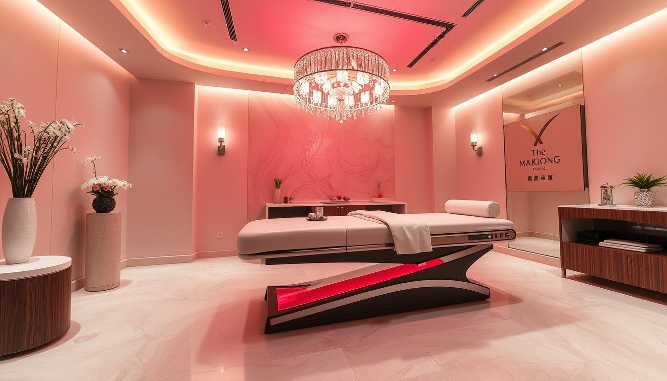 MAIKONG red light therapy bed in a luxury wellness center setting MAIKONG red light therapy bed in a luxury wellness center setting