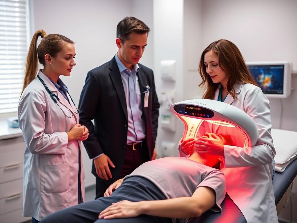 Medical clinic using MAIKONG red light therapy for pain management