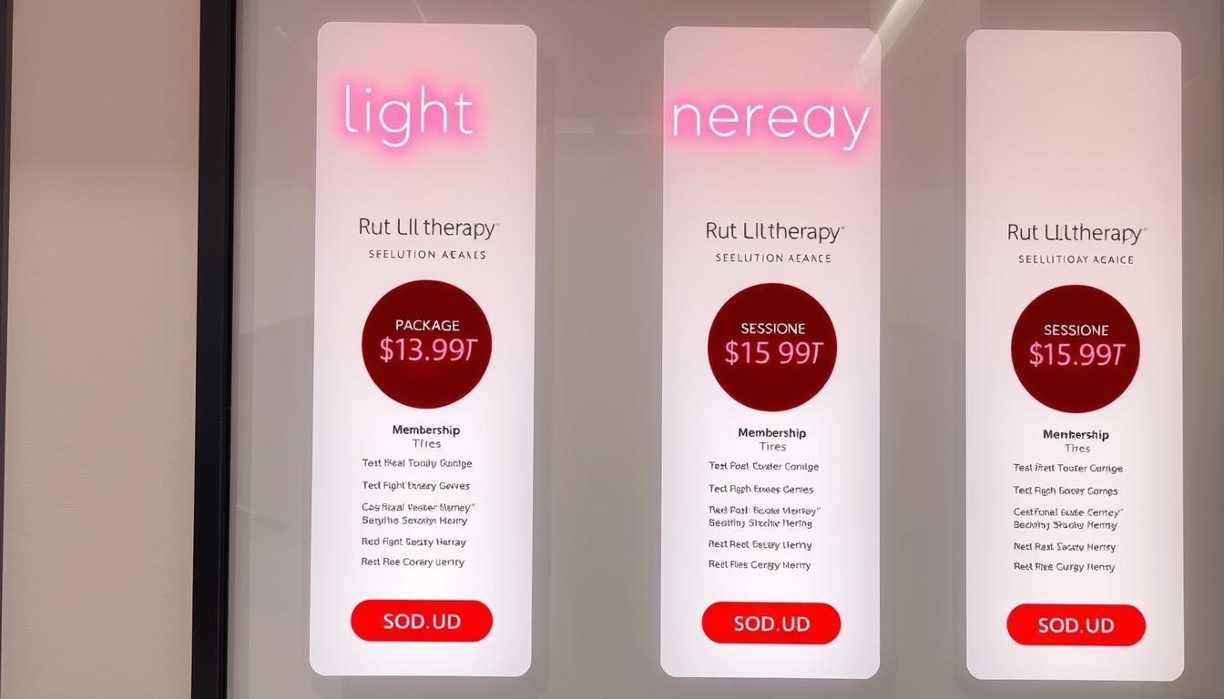 Pricing display for Red Light Therapy Bed services