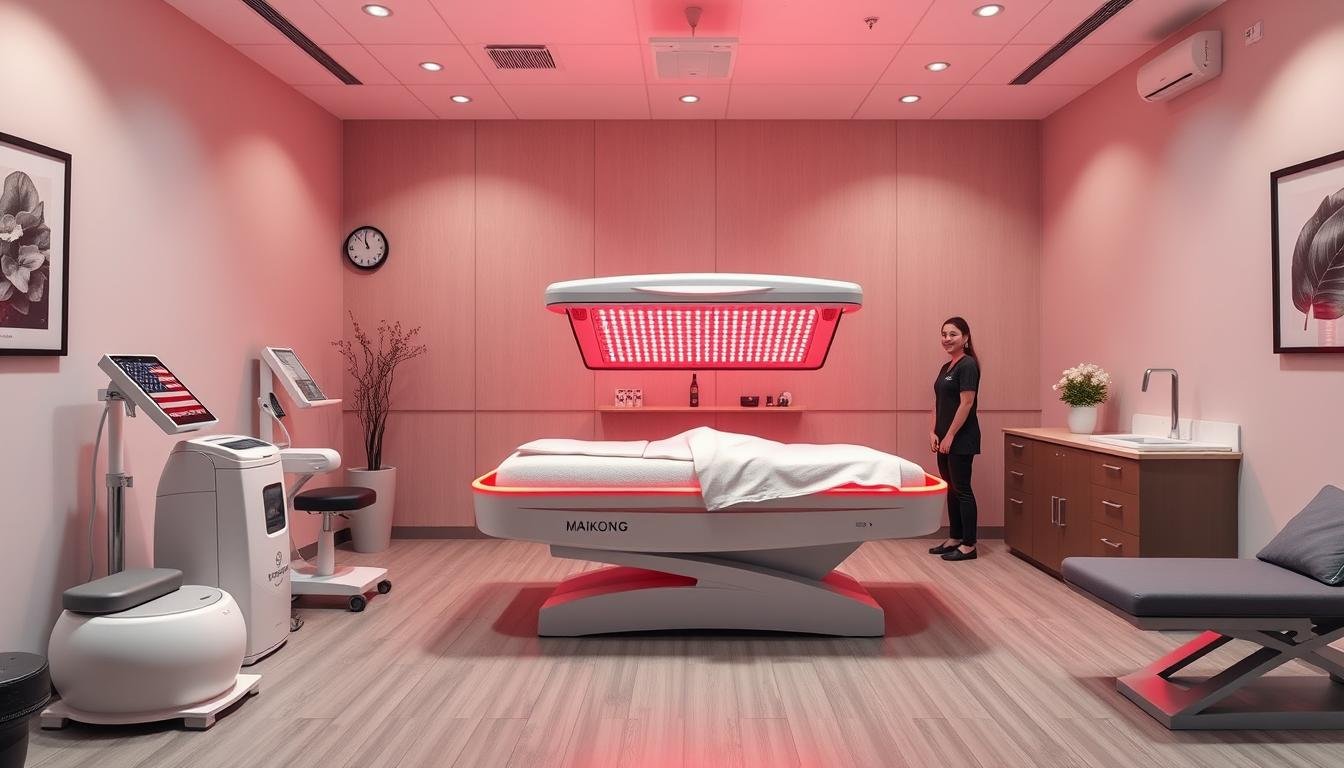 Red light therapy bed in a professional wellness center