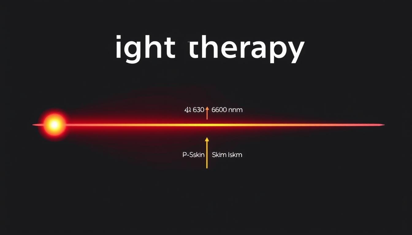 Red light therapy wavelength spectrum showing beneficial ranges for skin penetration