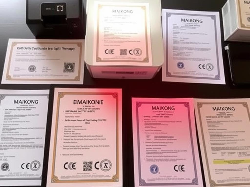 Safety certification documents for MAIKONG red light therapy equipment