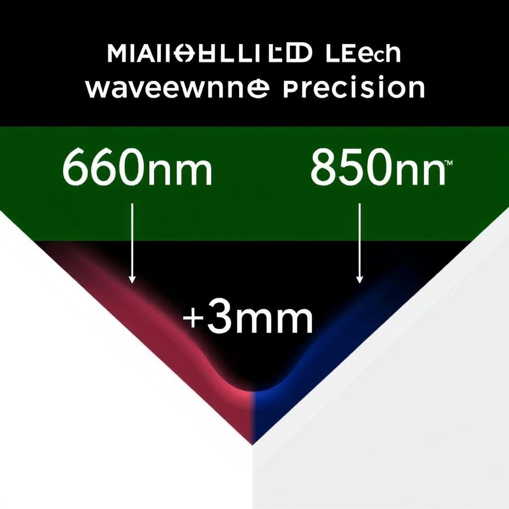 Technical diagram showing MAIKONG's LED technology with wavelength precision